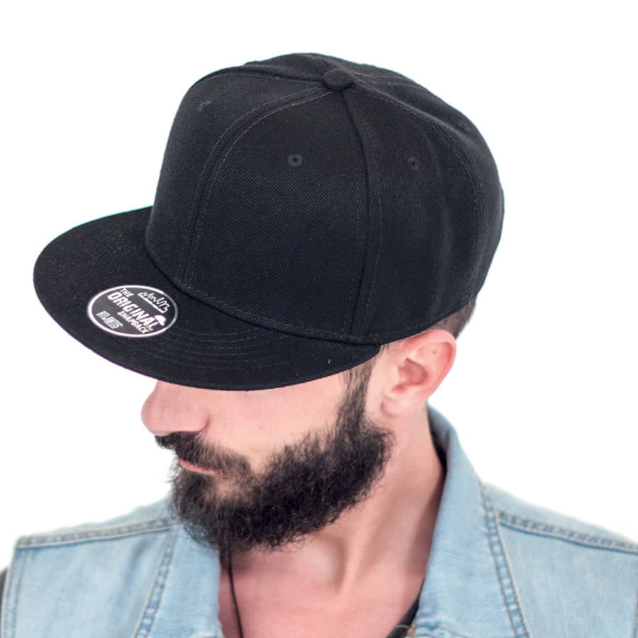 Бейсболка SNAP BACK, 6 клиньев, пластиковая застежка, черный-1
