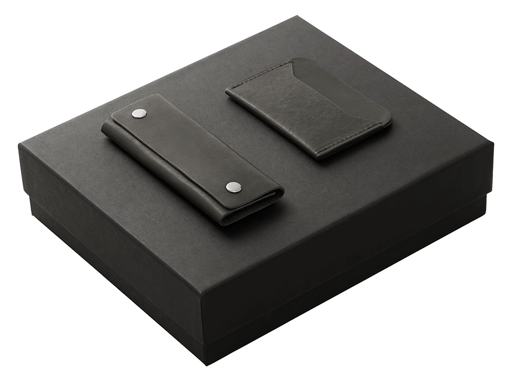 Подарочный набор Long River: картхолдер, ключница (без лого Long River), черная коробка-0