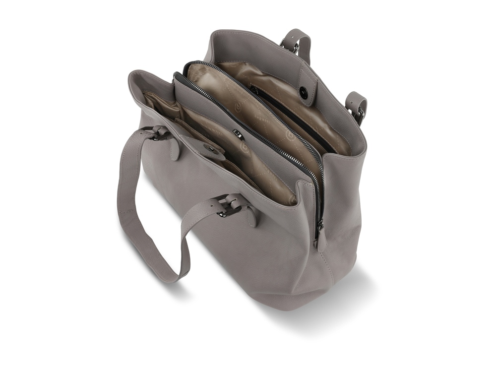 Сумка женская BUGATTI Bella, бежевая, воловья кожа/полиэстер, 33х14х25 см-3