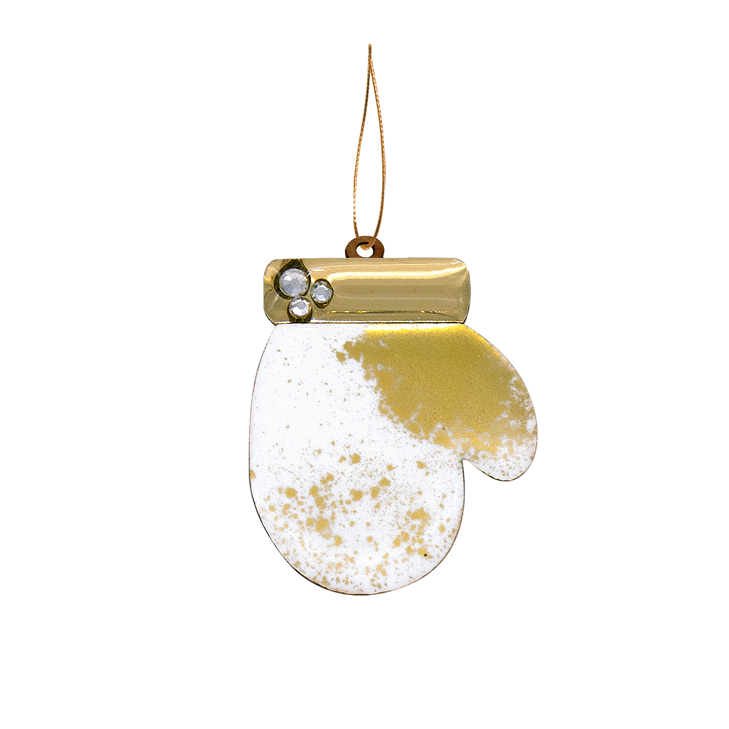 Ёлочная игрушка Варежка (белый с золотым )-0