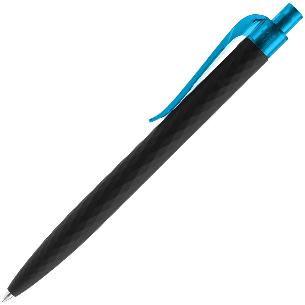 Ручка шариковая Prodir QS01 PRT-T Soft Touch, черная с голубым-1