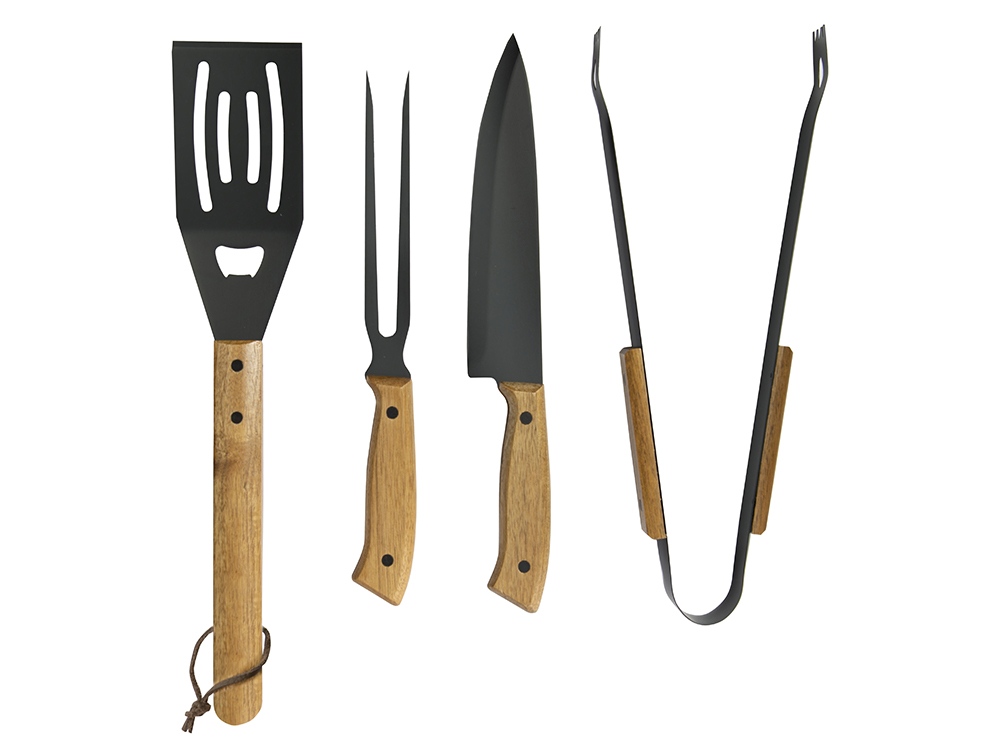 BBQ набор из акации, черный-2