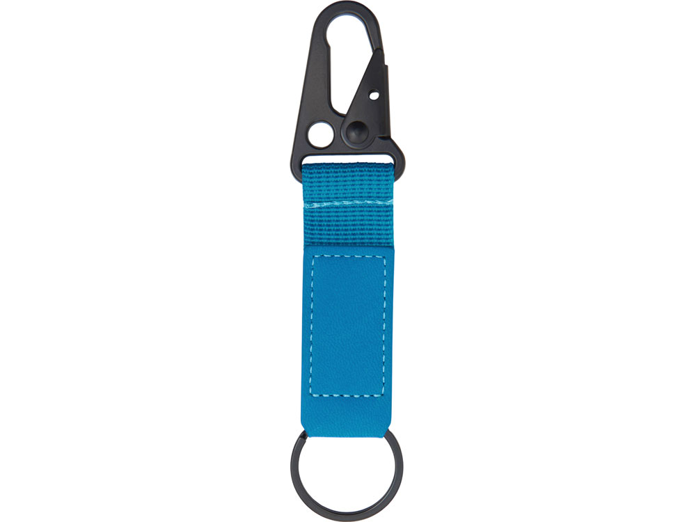 Брелок-ремувка Carabinier из ткани с вставкой из экокожи и карабином, синий-1