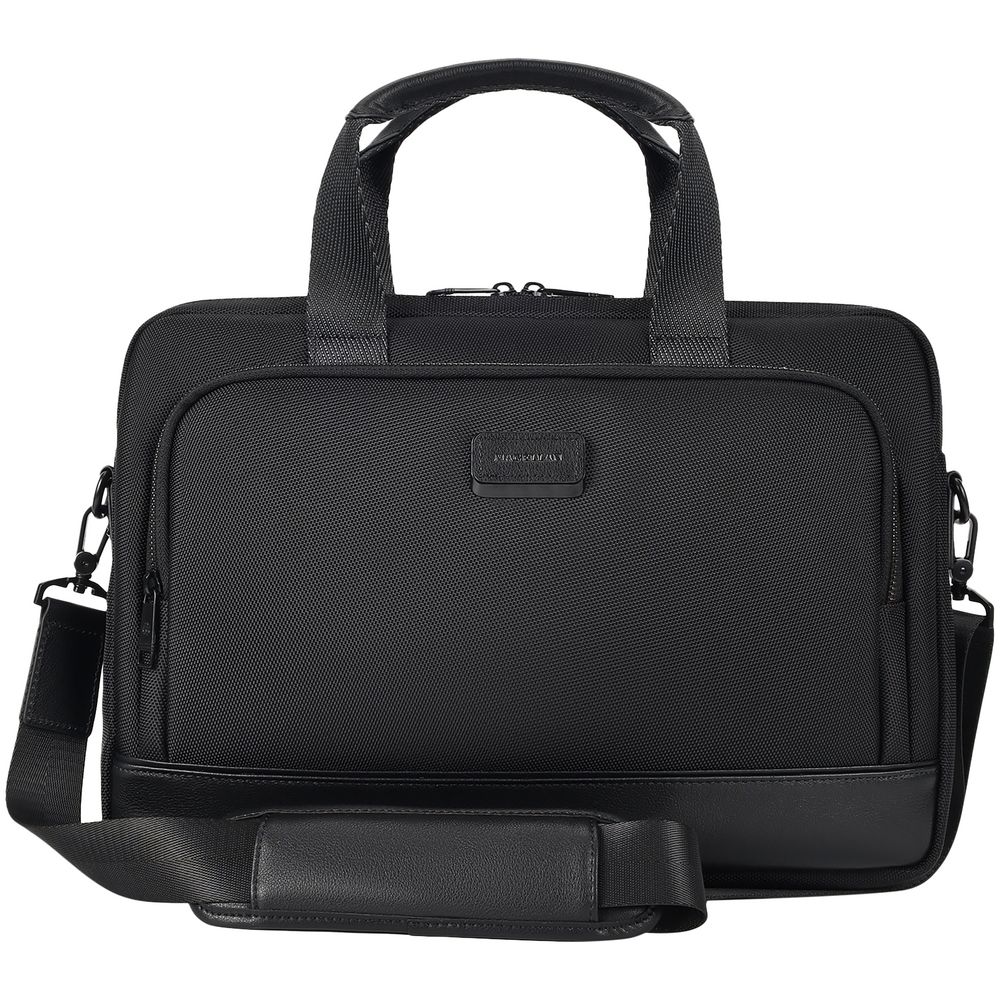 Сумка для ноутбука Santiago с кожаной отделкой, черная-0