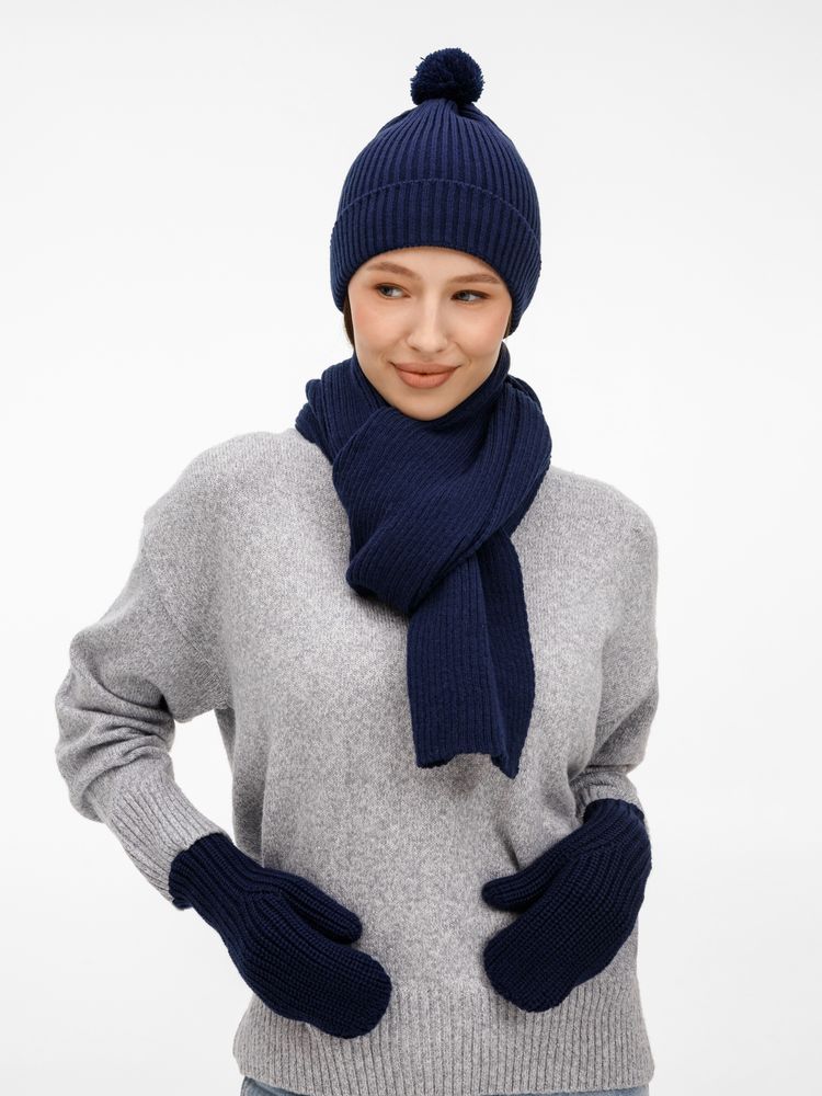 Шапка Catch Match с помпоном, темно-синяя-4