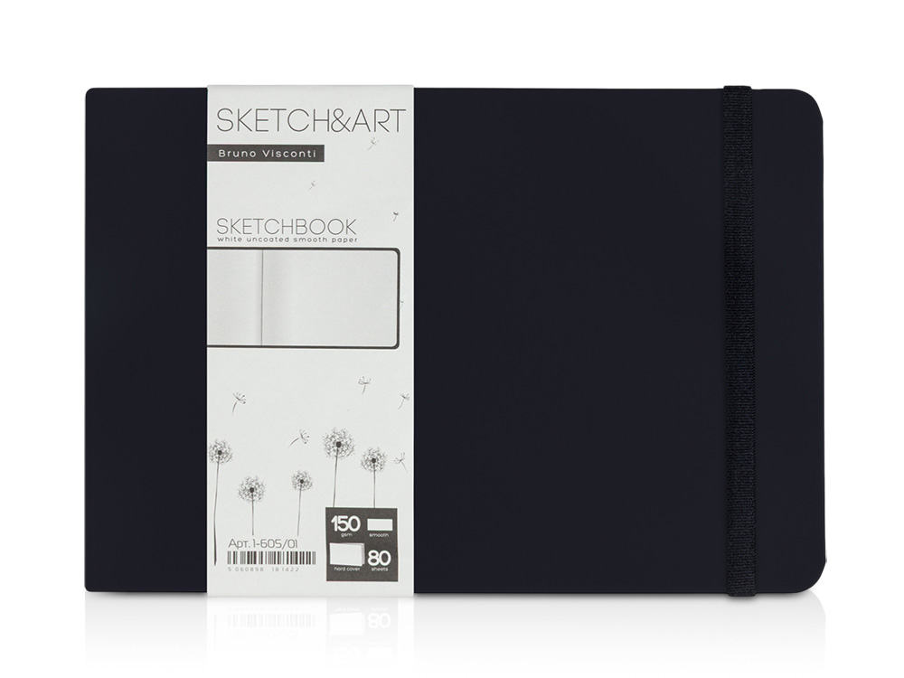 Скетчбук Sketch & Art в твердом переплете 213х146 мм, 80 л. белой бумаги 150 г/м2, черный-0