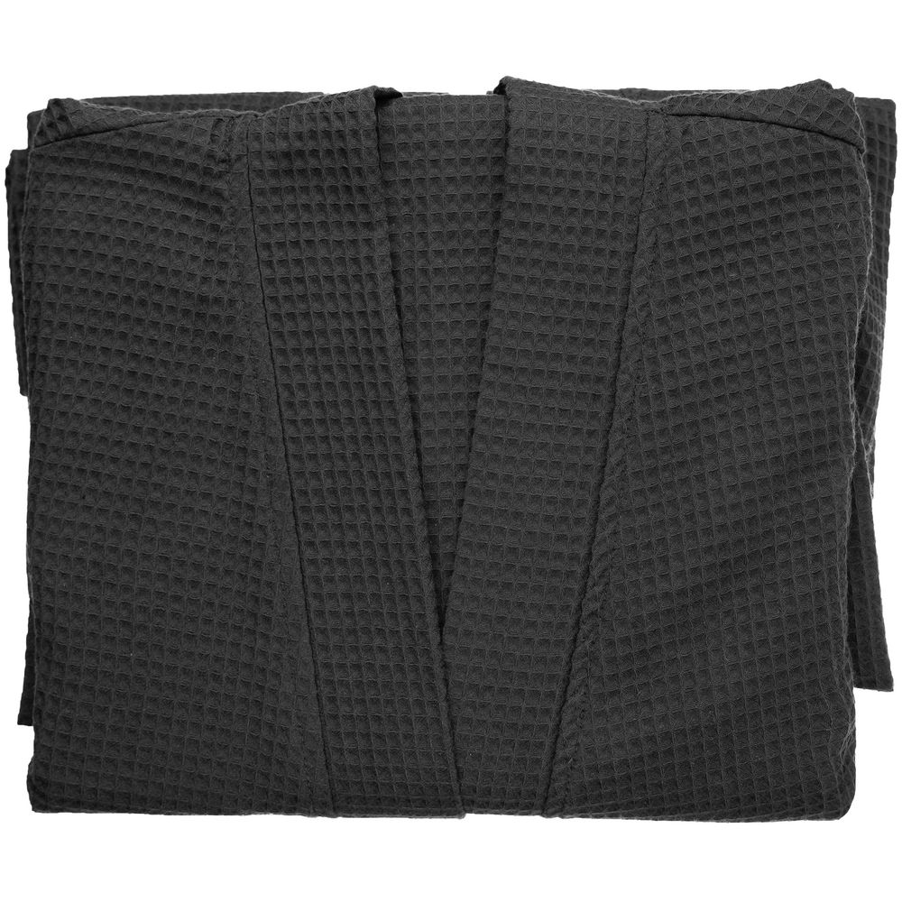 Халат вафельный Kimono, черный-2