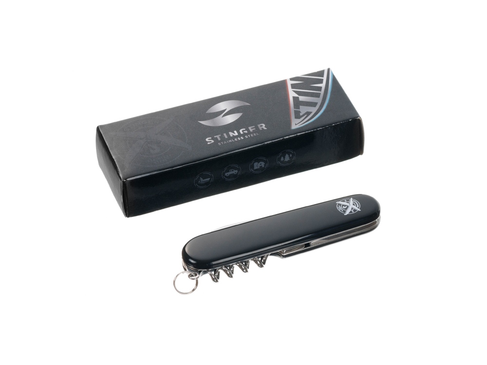 Нож перочинный Stinger, 90 мм, 4 функции, материал рукояти: АБС-пластик (черный)-8