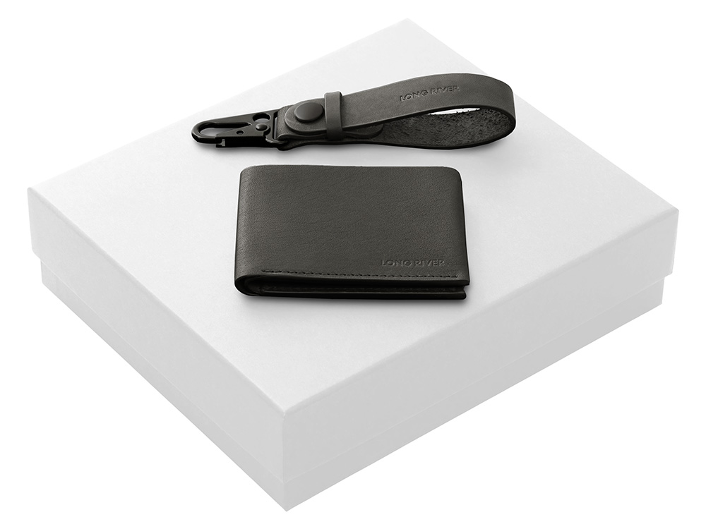 Подарочный набор Long River: кошелек, ремешок для ключей, белая коробка-0
