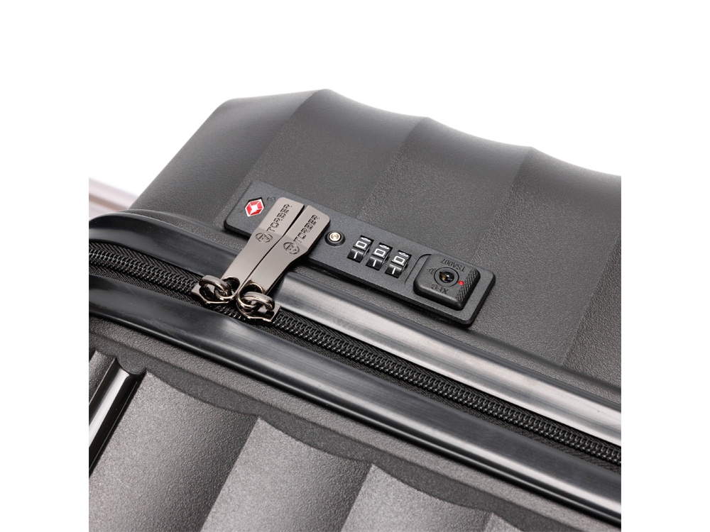 Чемодан TORBER Nevo, чёрный, полипропилен, 49 х 28 х 76 см, 95 л-5