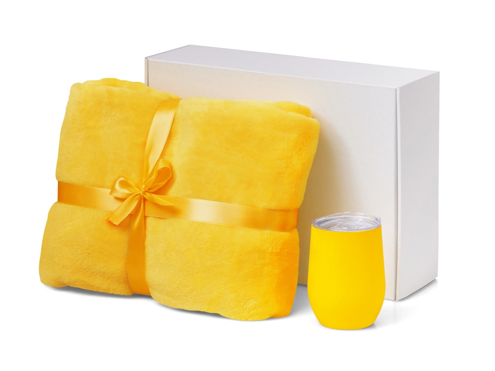 Подарочный набор Dreamy hygge 2.0 с пледом и термокружкой, желтый-1