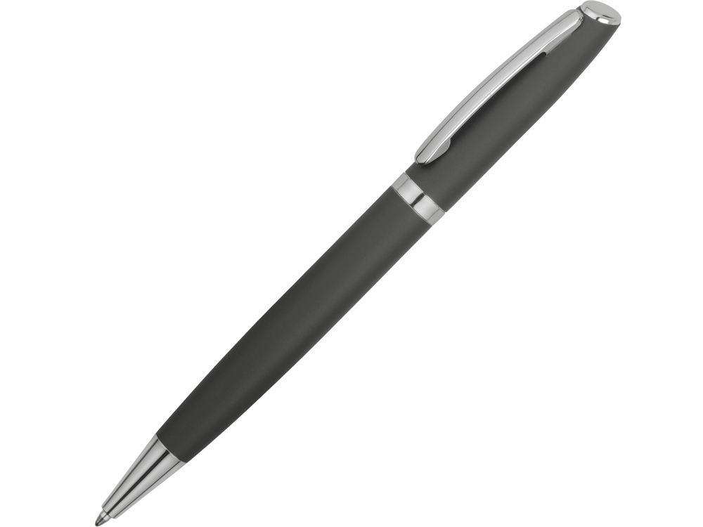 Ручка металлическая шариковая Flow soft-touch, серый/серебристый-0