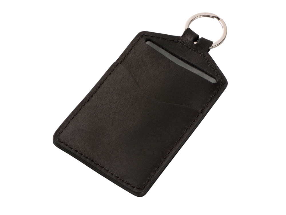 Кожаный бейдж для пропуска, черный-1