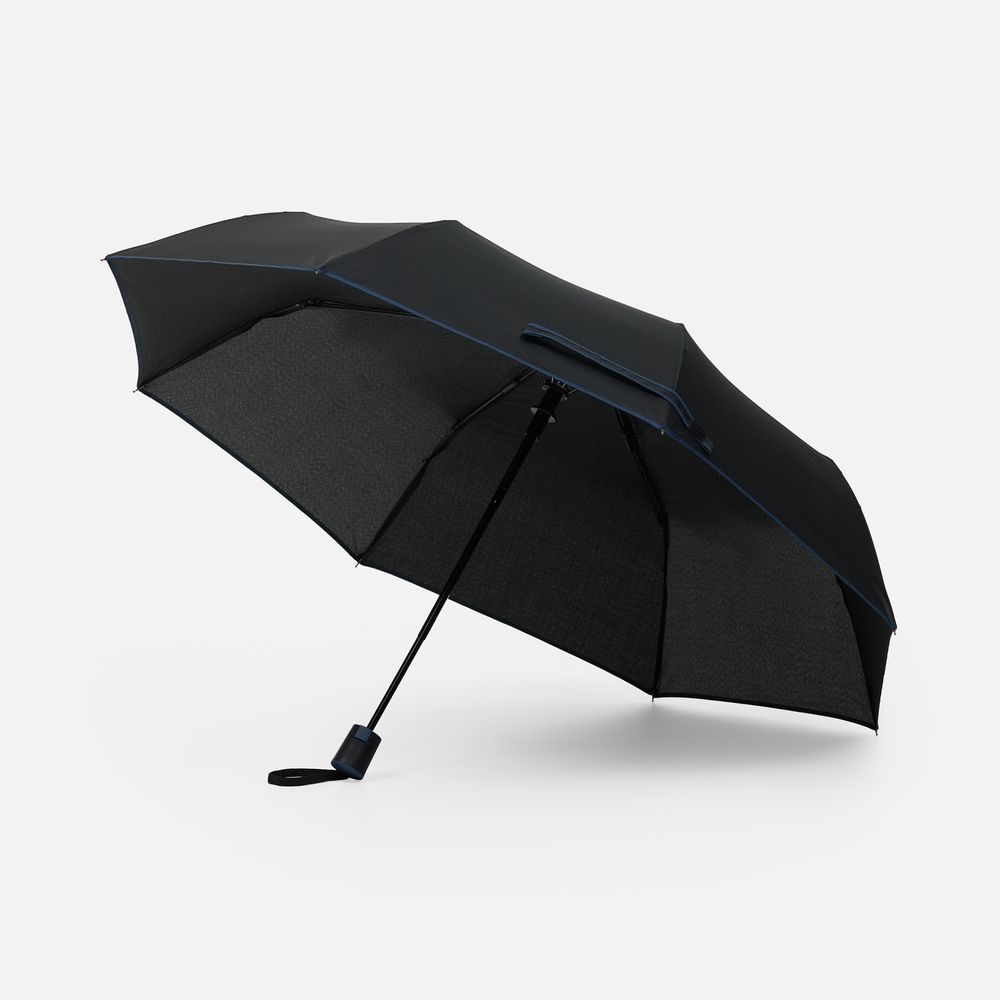 Зонт складной Edgeline, черный с синим-1