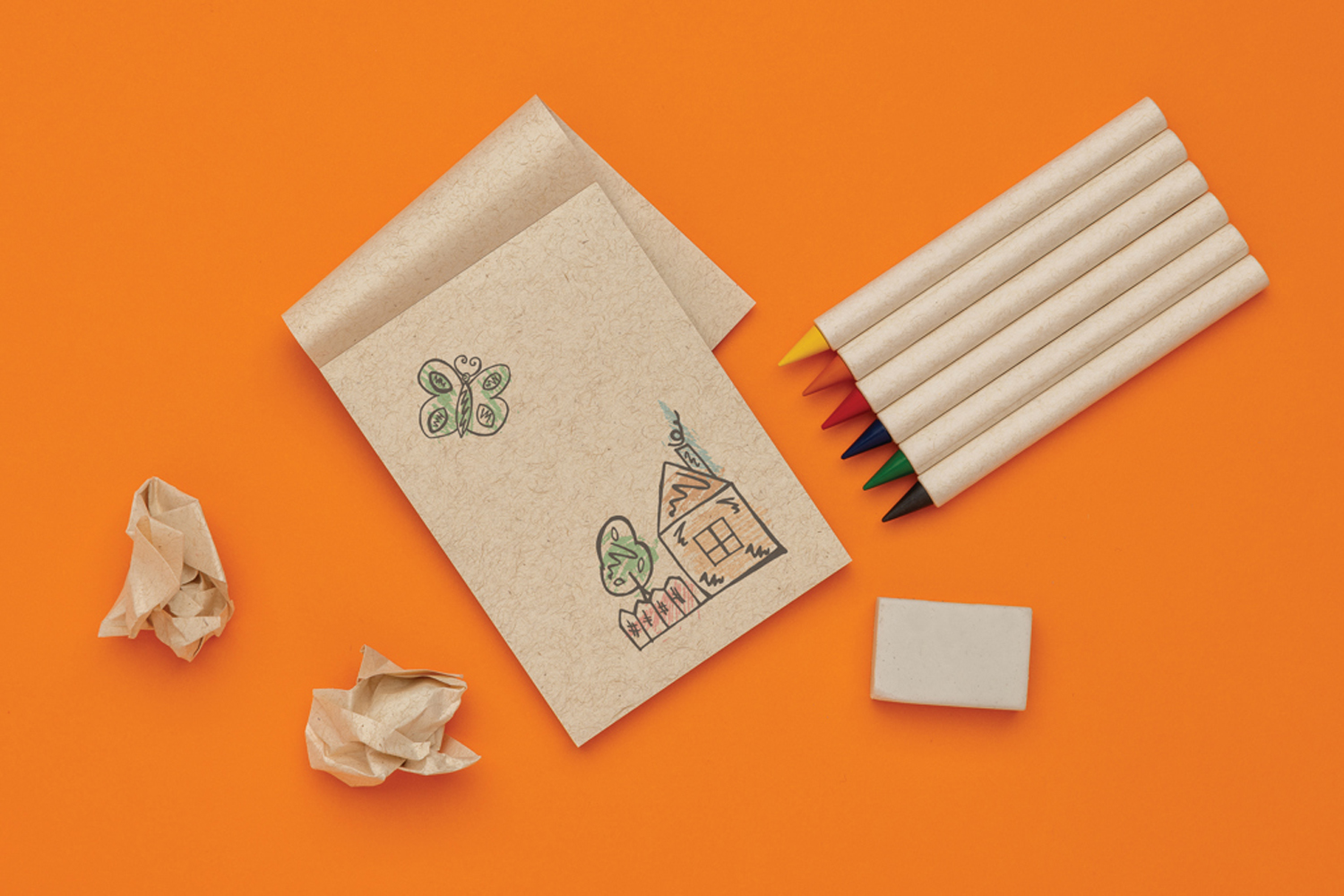 Набор вечных цветных карандашей Micki Infinity GRS с блокнотом и ластиком-5