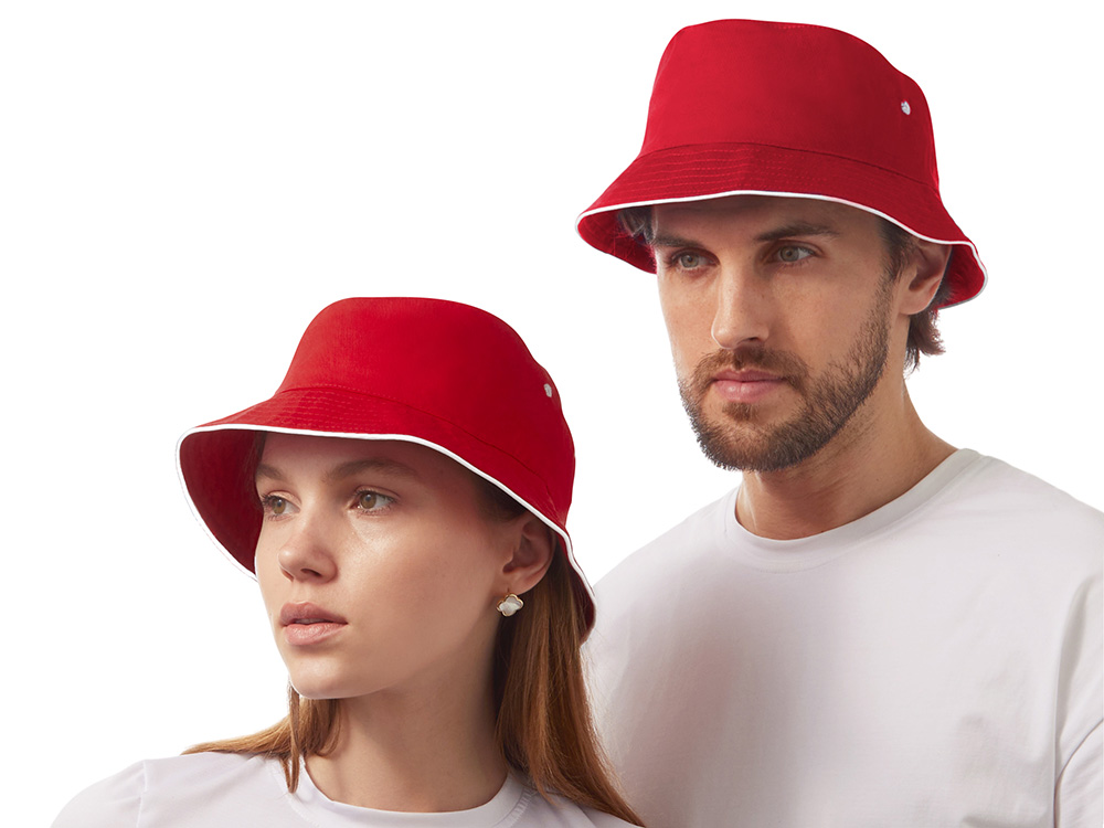 Панама с контрастной окантовкой , красный/белый-0