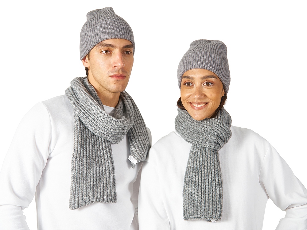 Шарф Nordend, крупный риб, серый меланж-0