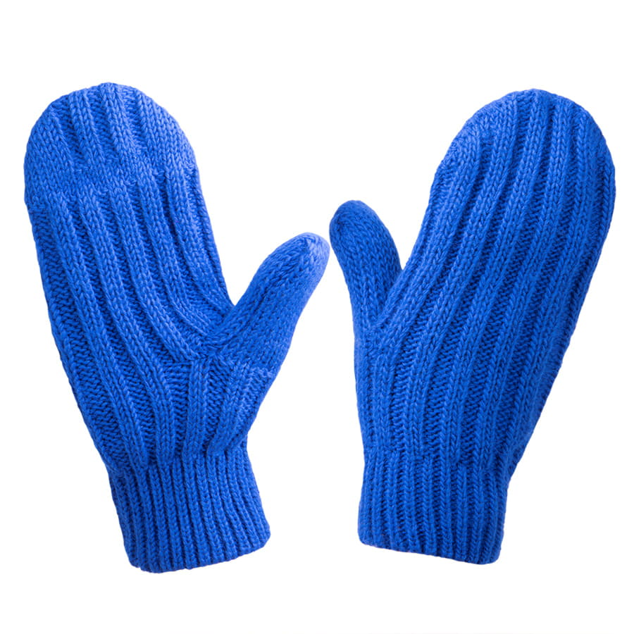 Варежки вязаные НАСВЯЗИ© шерсть/акрил, ярко-синий-1