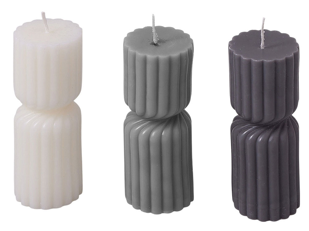 Набор свечей с гранями Vela, темно-серый, белый-0