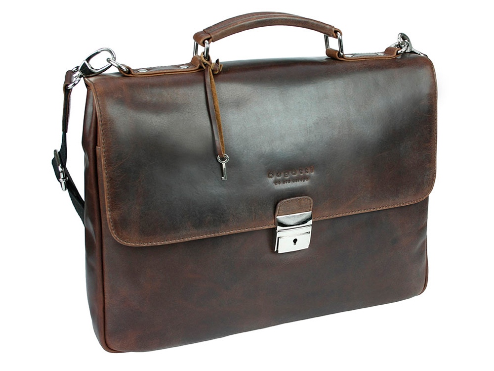 Портфель BUGATTI РОМАНО | ROMANO 15'', коричневый, натуральная воловья кожа, 39х8х30 см-0