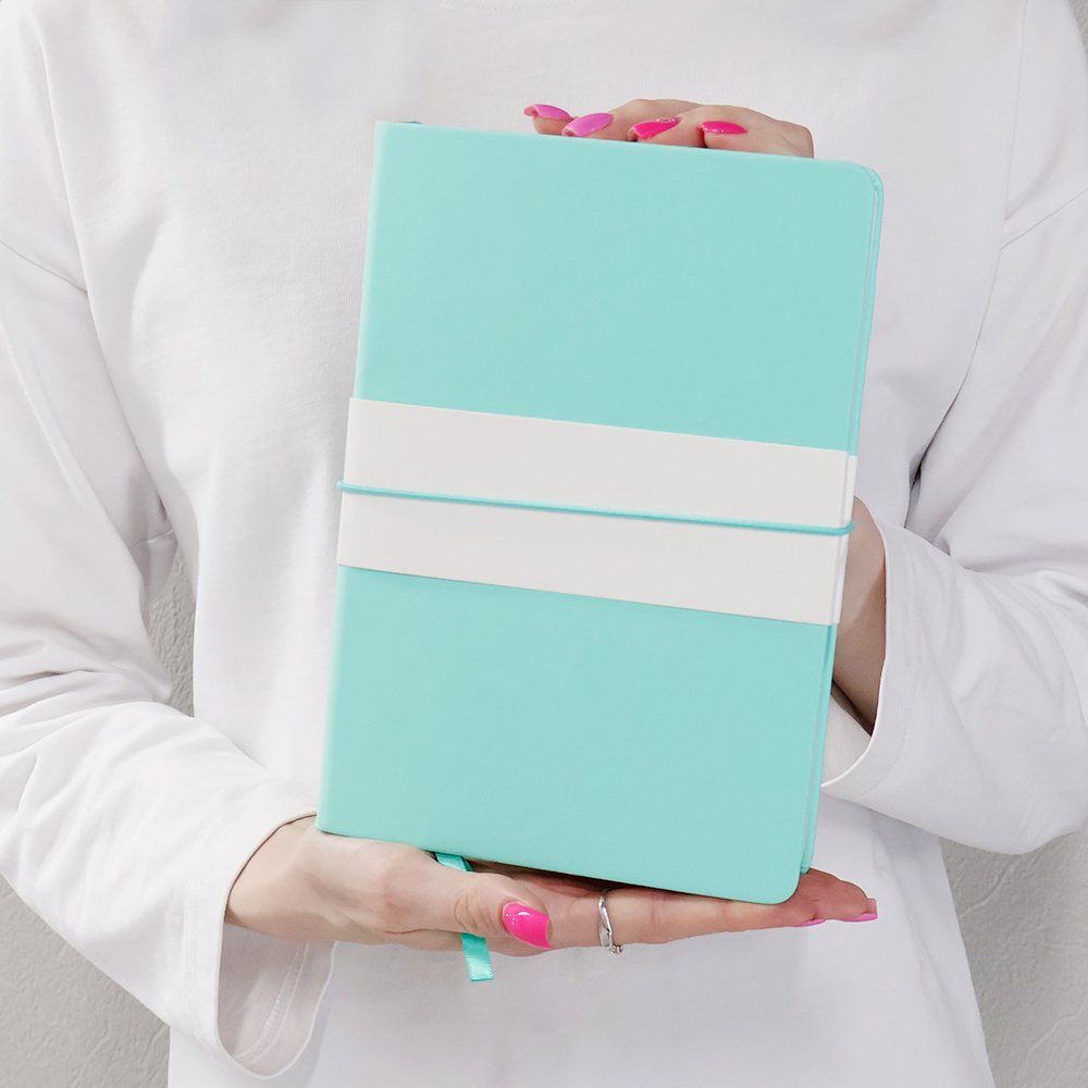 Блокнот A5 Veles в твёрдом переплёте, Бирюзовый-4
