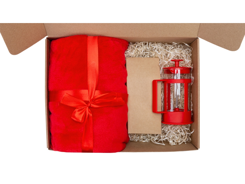 Подарочный набор Tea time с пледом, красный-2