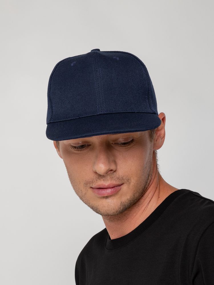 Бейсболка Snapback с прямым козырьком, темно-синяя-4