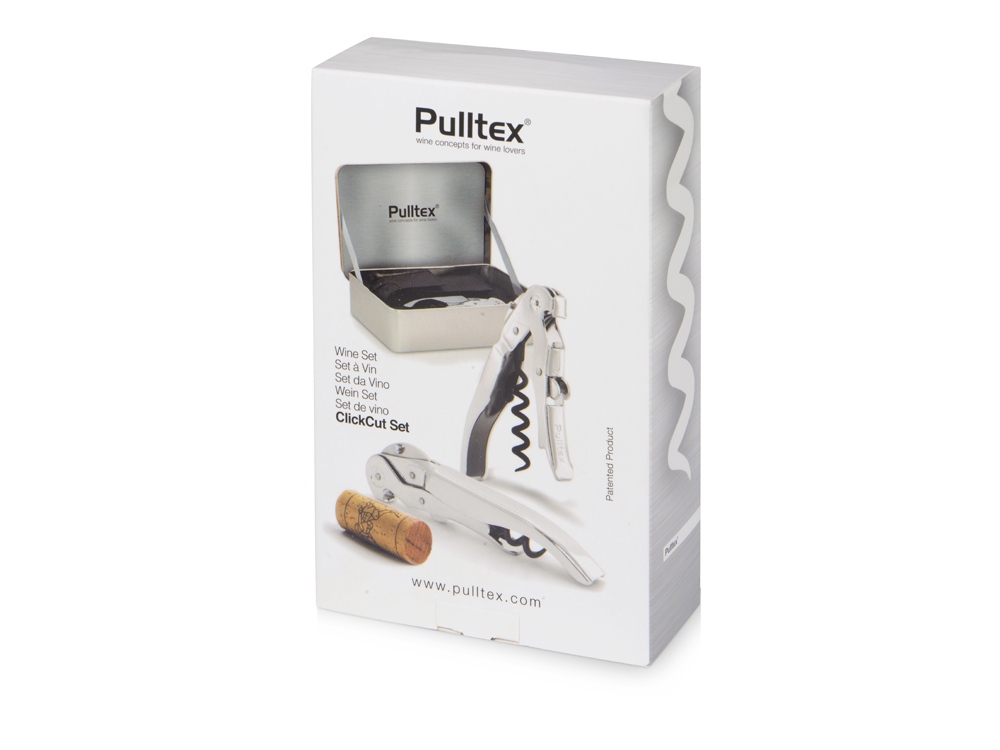 Подарочный винный набор из штопора и кожаного чехла для штопора ClickCut Set, серебристый-16