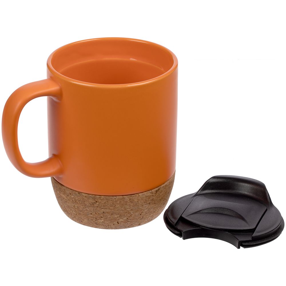 Кружка с пробковой подставкой Corky Walk, оранжевая-2
