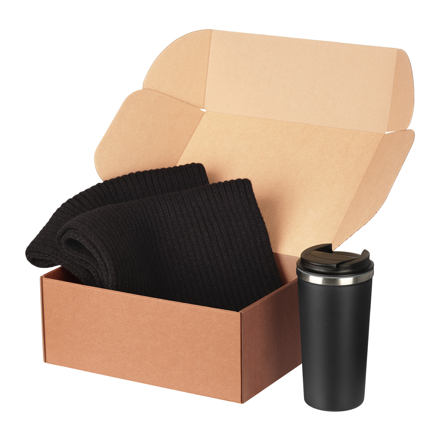 Подарочный набор Форгес (Forges), черный (шарф, термокружка)-0