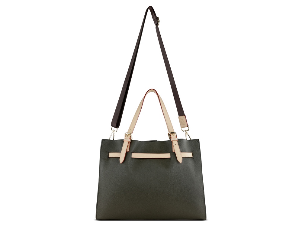 Сумка наплечная женская BUGATTI Ella, оливковая, полиуретан, 37,5х13,5х28 см-3