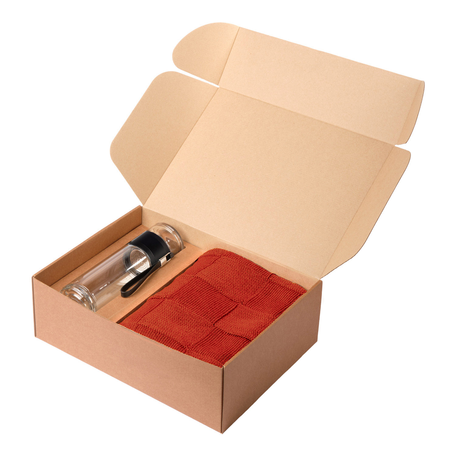 Подарочный набор Терсо (Terso), Селла (Cella), оранжевый (плед, термобутылка)-2