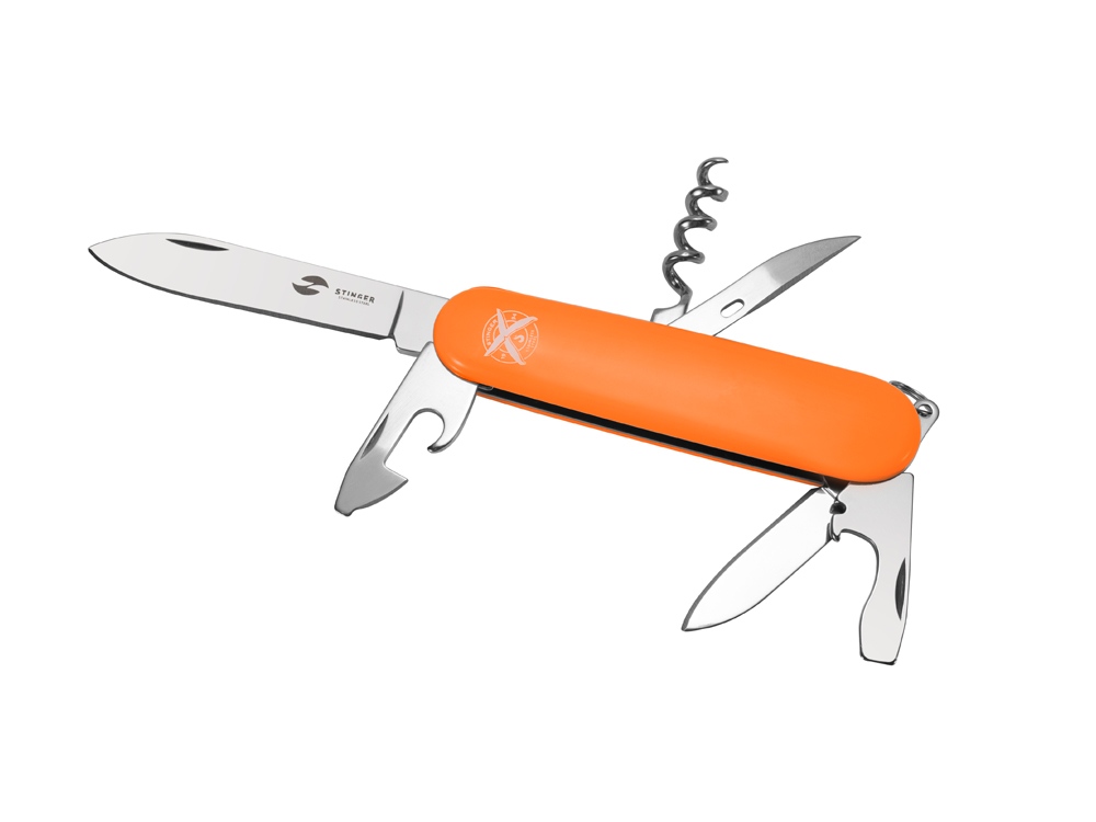 Нож перочинный Stinger, 90 мм, 11 функций, материал рукояти: АБС-пластик (оранжевый)-1