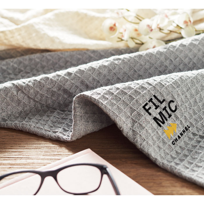 Плед вафельный, серый-5