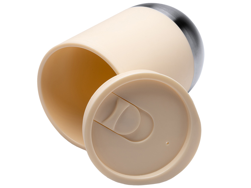 Термокружка LINDE с двойными стенками из переработанного полипропилена, бежевый-3