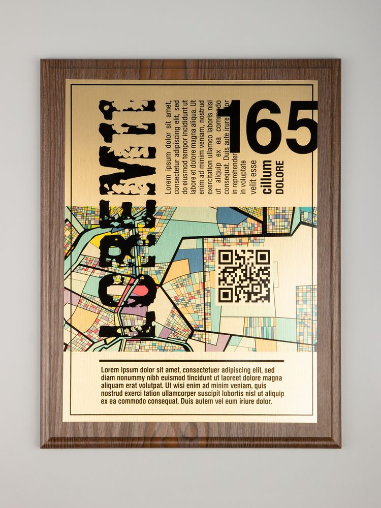 Плакетка Plaque XL, венге с золотистой пластиной-3