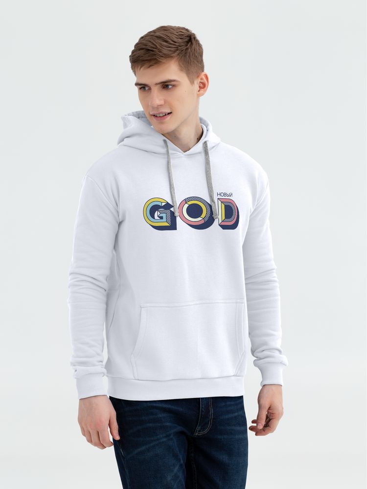Толстовка с капюшоном «Новый GOD», белая-1