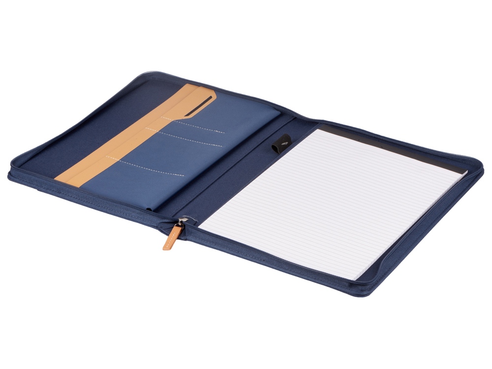 Портфолио А4 из RPET на молнии Harvey, 40 л FSC бумаги, синий-3