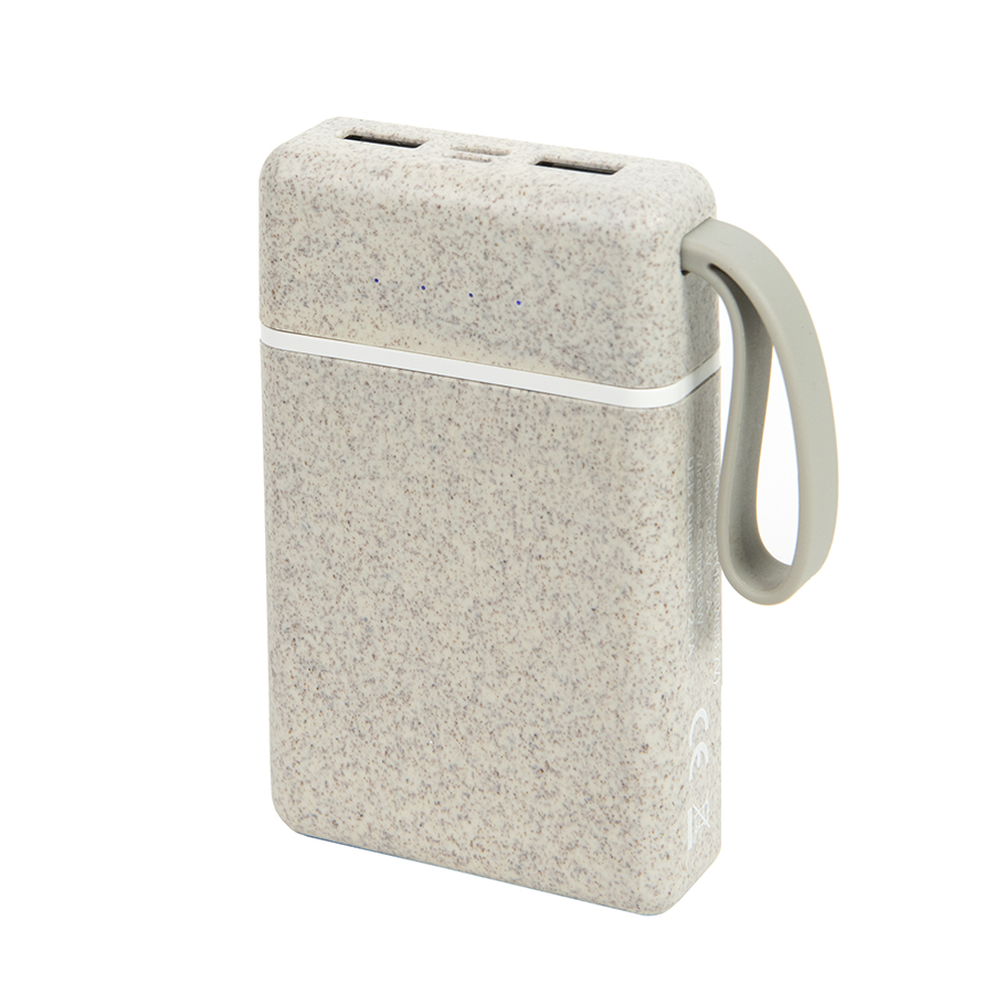 Универсальный аккумулятор WHEAT POWER 10, 10000 mAh, пластик с пшеничным волокном, натуральный-0