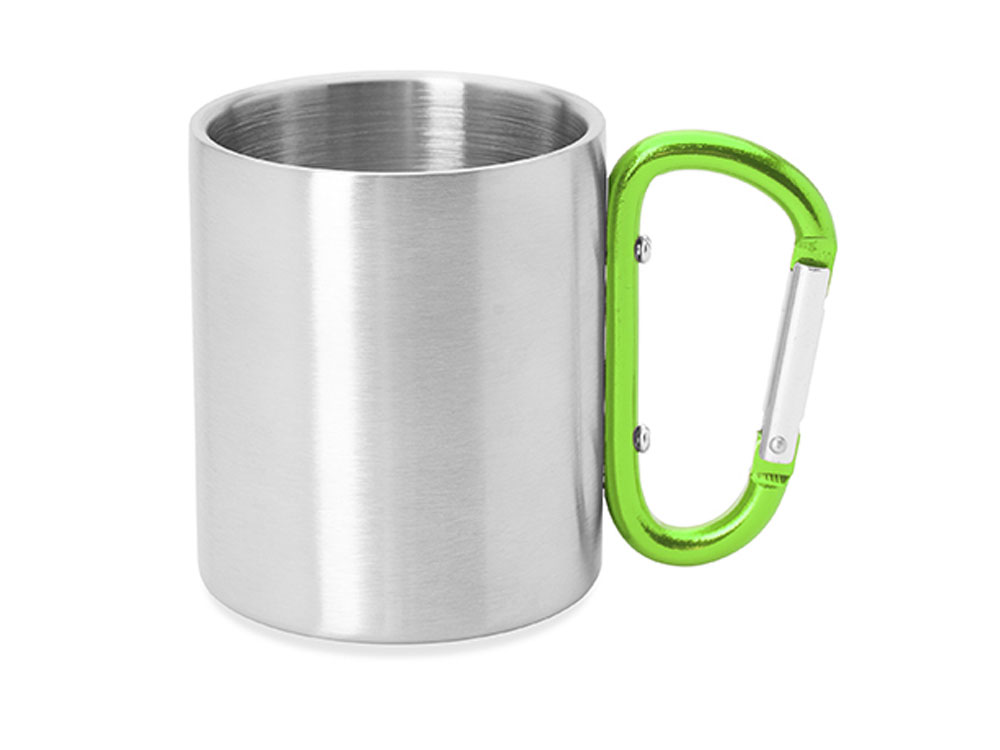 Кружка GUAYA с ручкой карабином, 230 мл, серебристый/папоротник-1