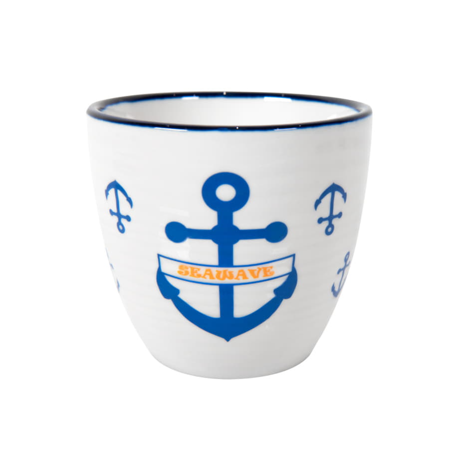 Чайник и чайная пара SEAWAVE  в упаковке, 200мл и 500мл, фарфор, белый, синий-16