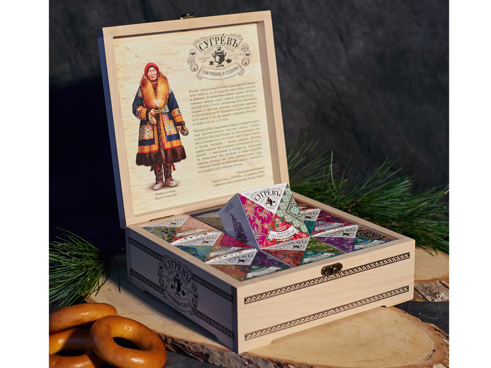 Подарочный набор c чаем Сокровища Севера в деревянной шкатулке без лого-2