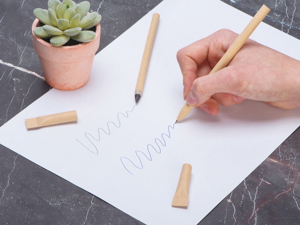 Набор из ручки и вечного карандаша из переработанной бумаги Recycled Duo, натуральный-5