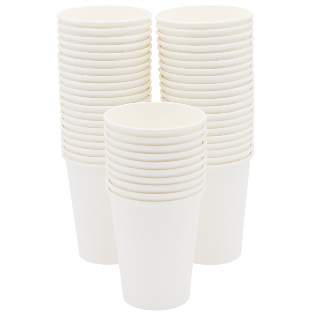 Набор 50 шт бумажный стакан 9 унций (230 мл), Белый-0