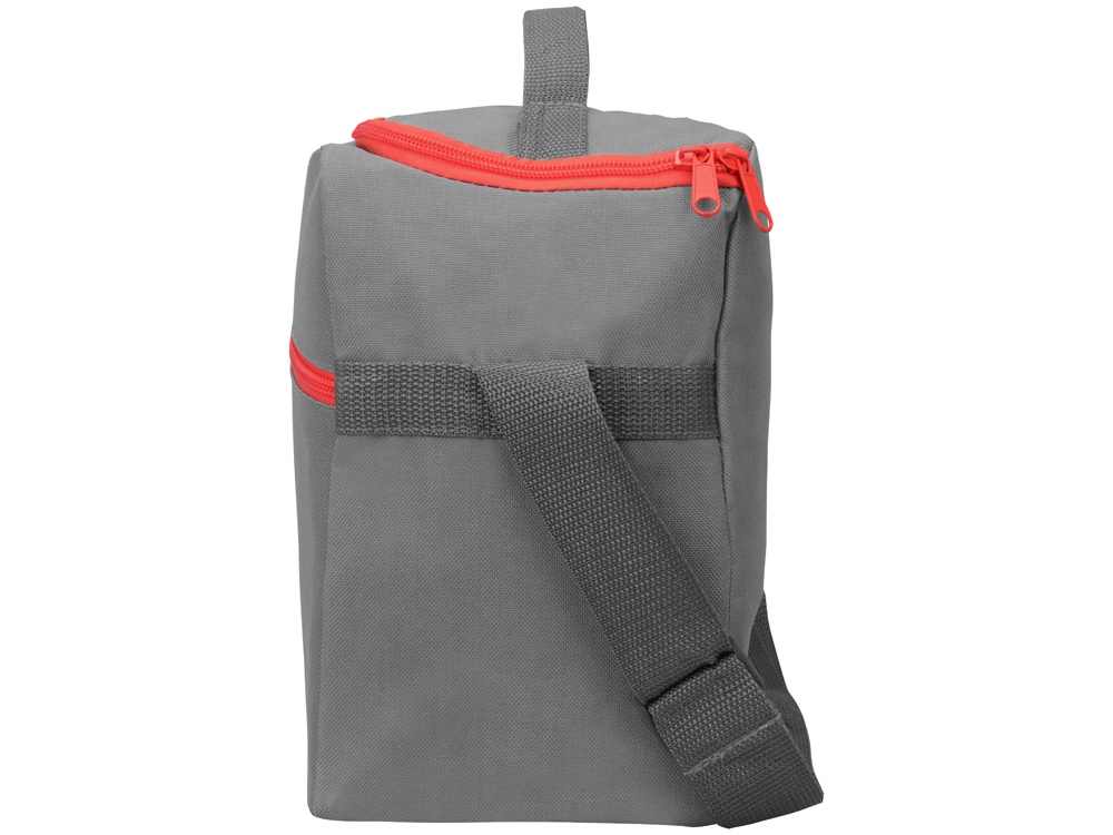 Изотермическая сумка-холодильник Classic c контрастной молнией, серый/красный-4