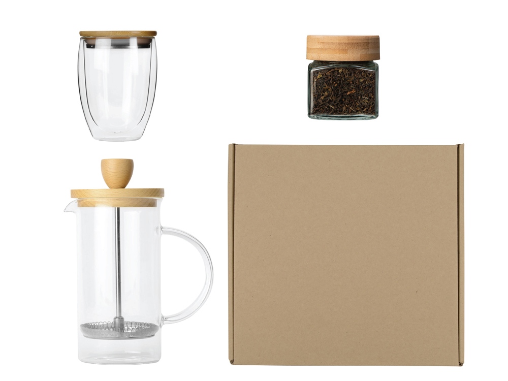 Подарочный набор с френчпрессом, стаканом и чаем-0