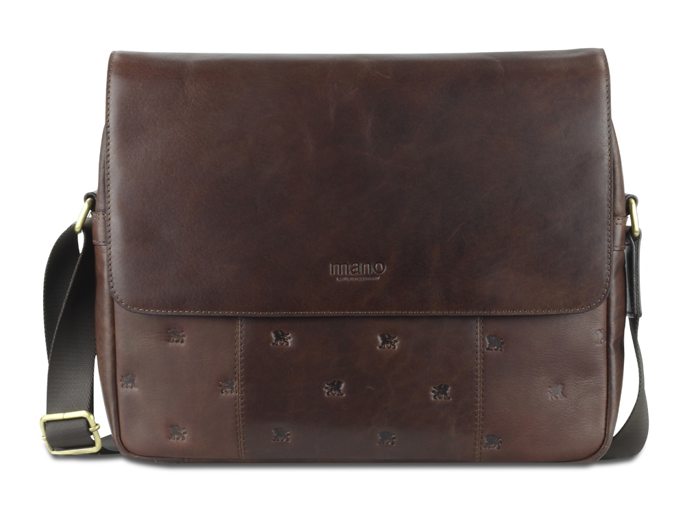 Сумка через плечо Mano Don Leon, натуральная кожа в коричневом цвете, 38 х 30 х 7 см-0