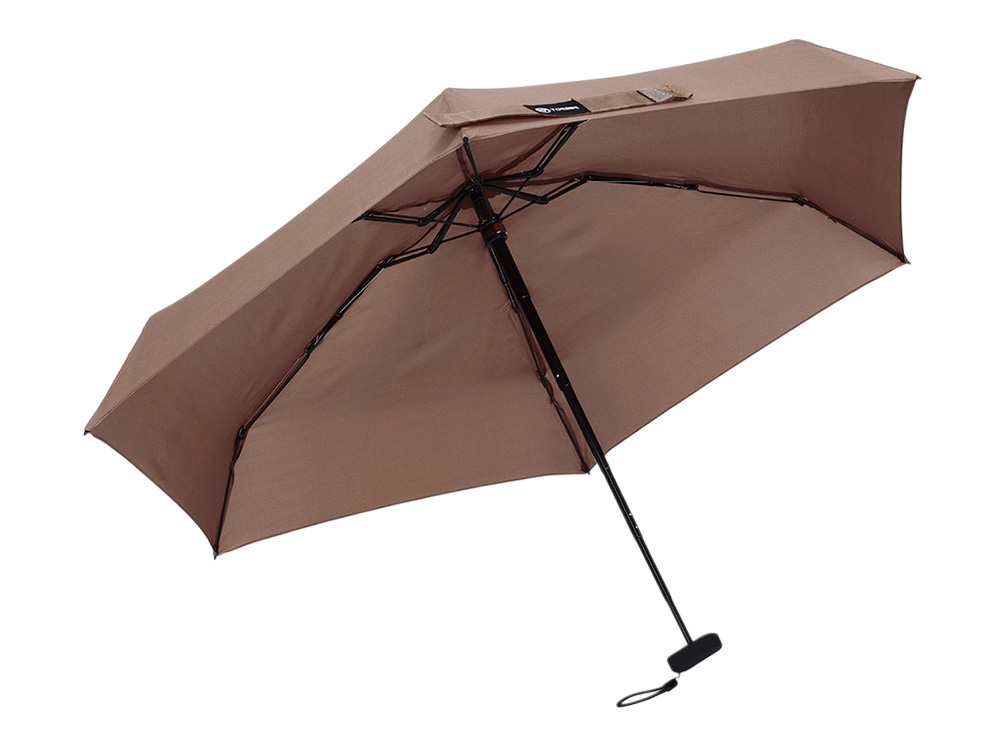 Зонт складной женский TORBER, механика, 5 сложений, коричневый, каркас алюминий, эпонж, пластиковая ручка, диаметр 91 см-2