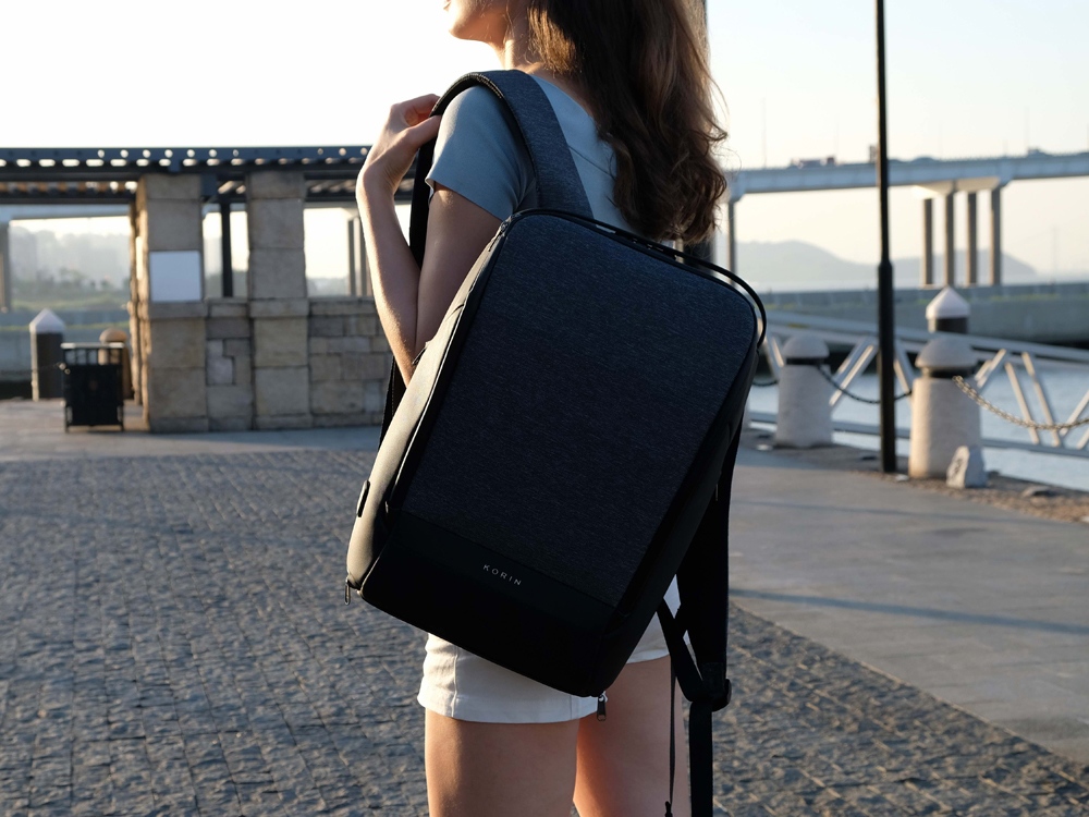 Антикражный рюкзак FlexPackPro для ноутбука 15.6, серый/черный-14