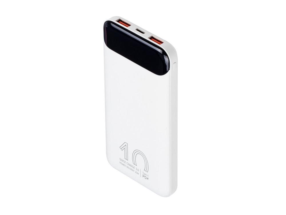 RIVACASE VA2540 (10 000mAh), QC/PD 20W внешний аккумулятор с дисплеем, белый 12/48-9
